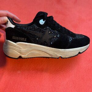 Golden Goose Women's Running Sole in Black Glitter and Suede